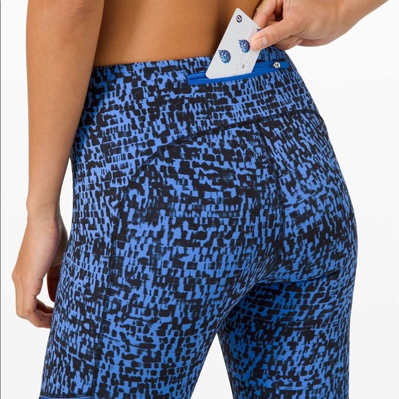 Lululemon Speed Up Tight Urban Block Wild Bluebell Black - Picture 3 of 5